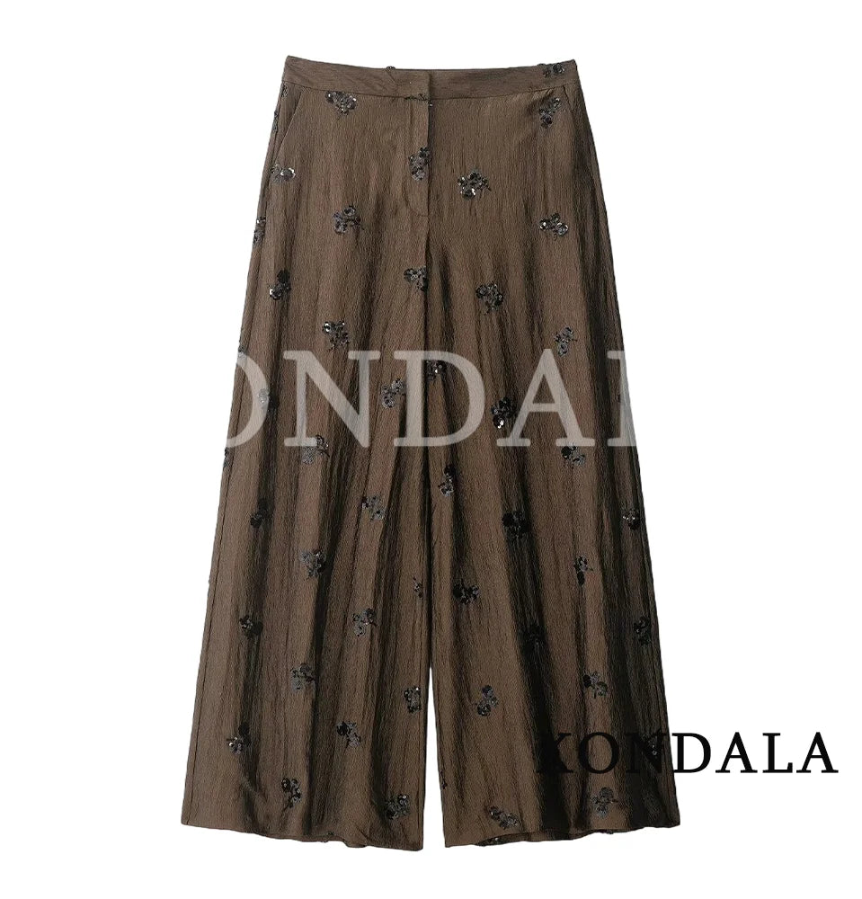 Beaded Halter Top and Wide Leg Trouser Set – product detail view 1
