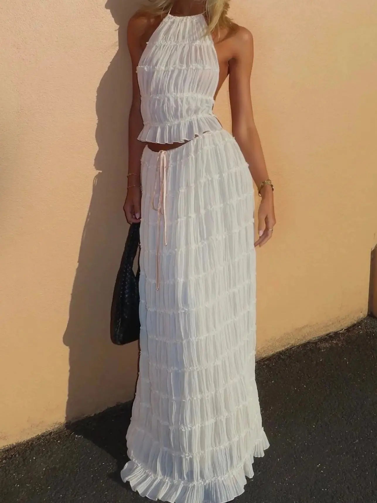 Halter Neck Top and Foldable Maxi Skirt Set – product detail view 1