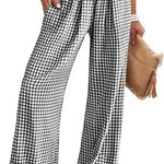 Gingham Wide Leg Trousers in Cotton – product detail view 4