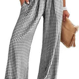 Gingham Wide Leg Trousers in Cotton – product detail view 4