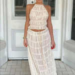 Halter Neck Top and Foldable Maxi Skirt Set – alternate product view