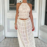 Halter Neck Top and Foldable Maxi Skirt Set – alternate product view