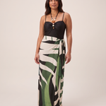 Women's Textured Bandeau One Piece Swimsuit With Printed Sarong Skirt — variant studio