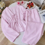 Striped V Neck Blouse and Wide Leg Trouser Set – product detail view 10