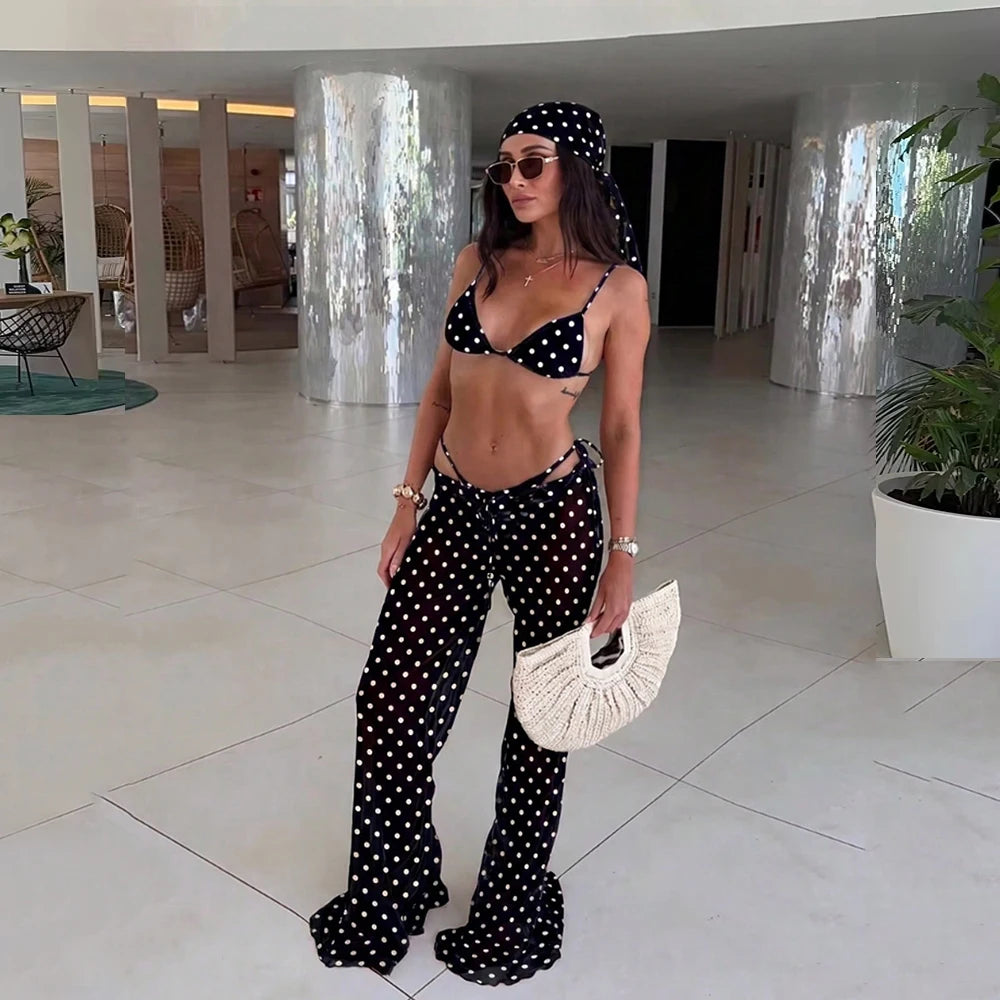 Printed Three Piece Bikini Set with Kimono Cover Up – product detail view 8