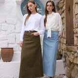 Pinstripe Denim Skirt