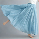 Linen Pleated Maxi Skirt