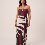 Women's Textured Bandeau One Piece Swimsuit With Printed Sarong Skirt — variant studio