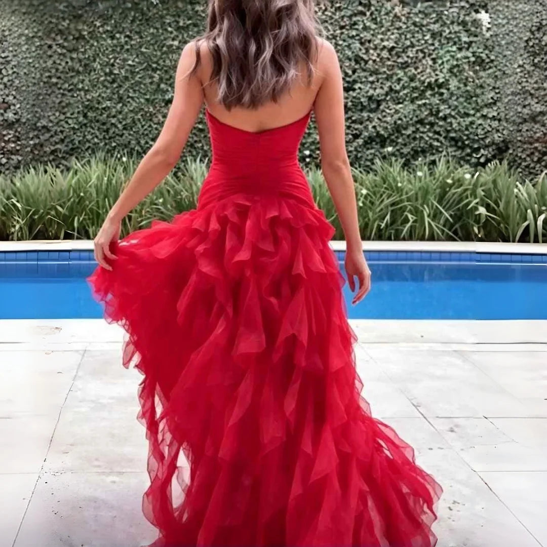 Thalia Elegant Ruffle Ruched Maxi Dress – alternate product view