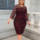 Sequin Mesh Midi Dress