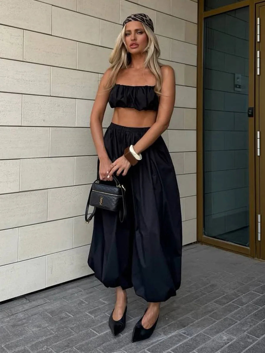 Cotton Lantern Trousers with Wide Leg – alternate product view