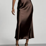 Satin Midi Skirt with Straight Cut – product detail view 3