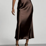 Satin Midi Skirt with Straight Cut – product detail view 3