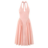 Elara Backless Halter A-Line Midi Dress