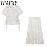 Kit Contemporary Checked Embroidered Skirt Set – primary product view