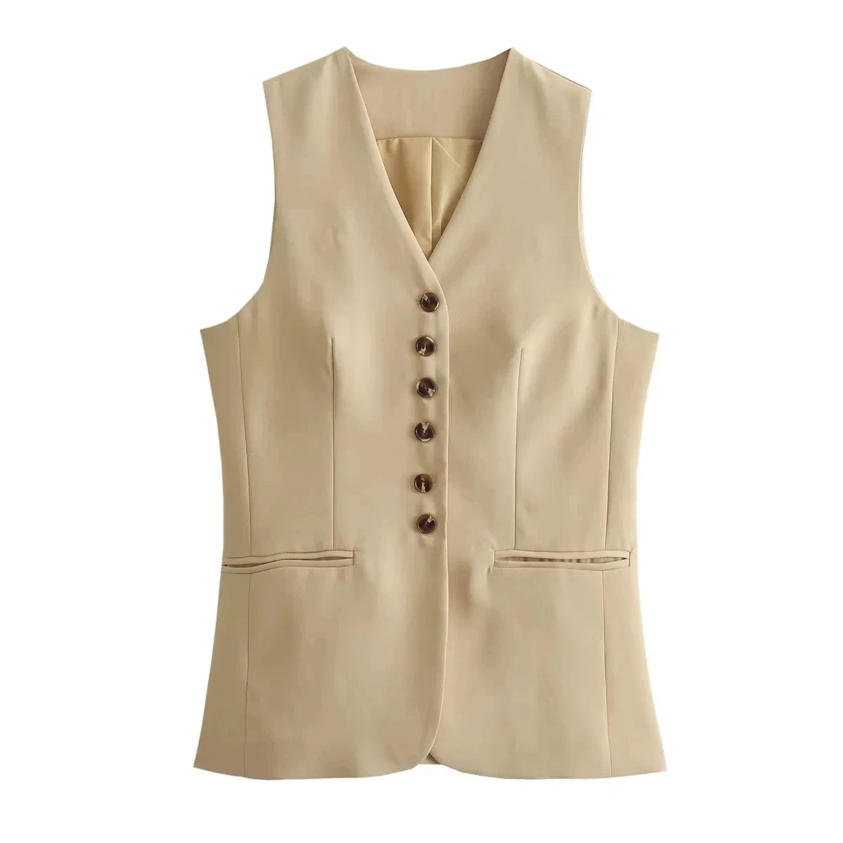Olive Elegant Sleeveless Button-Front Skirt Set – product detail view 7
