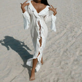 Indie Flattering Ruffle V-Neck Beach Cover-Up – product detail view 6