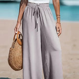 Wide Leg Beach Trousers with Drawstring Waist – product detail view 7