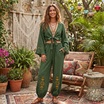 Posie Contemporary Embroidered Tie-Front Trouser Set – product detail view 1