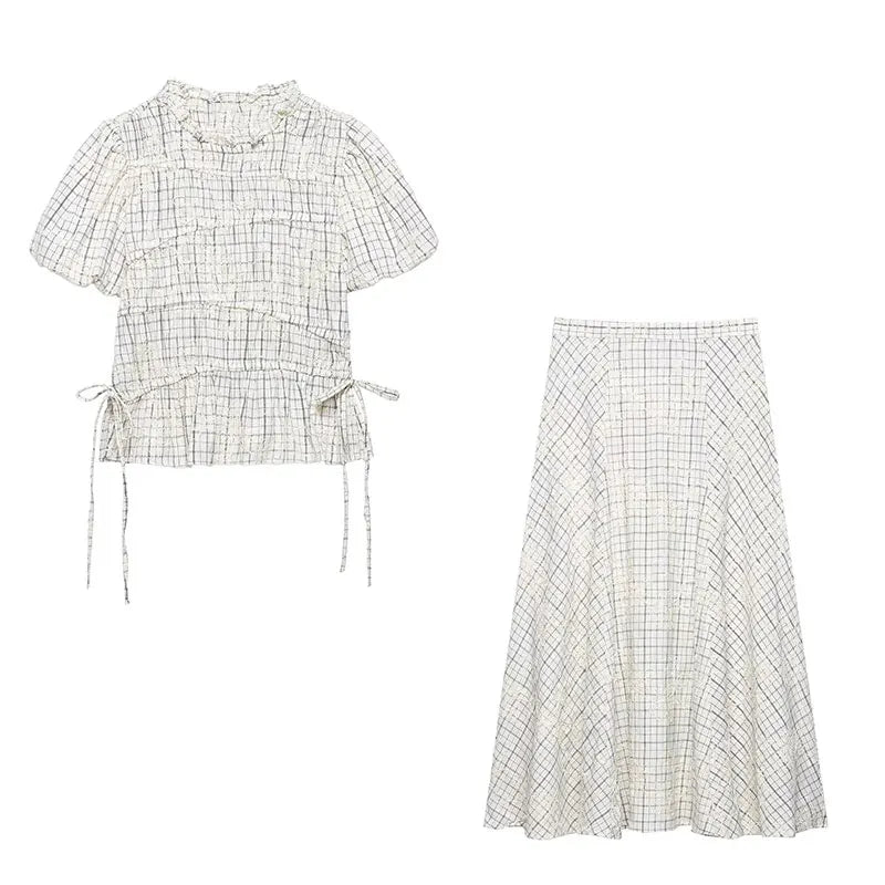 Kit Contemporary Checked Embroidered Skirt Set – product detail view 6