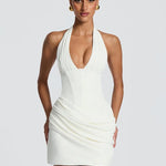 Mabel Elegant Pleated Halter Maxi Dress – product detail view 19