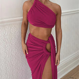 Valencia Backless Crop Top and Split Maxi Skirt Set