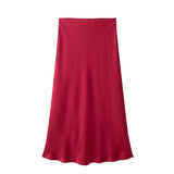 Satin Bias Cut Midi Skirt with High Waist – product detail view 11