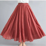 Linen Pleated Maxi Skirt