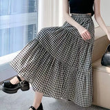 Checked Patchwork Tiered Midi Skirt – alternate product view