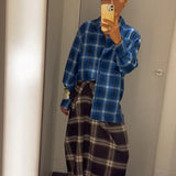 Checked Pleated Midi Skirt