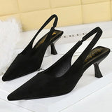 Black Kitten Heels with Cut Out Detail