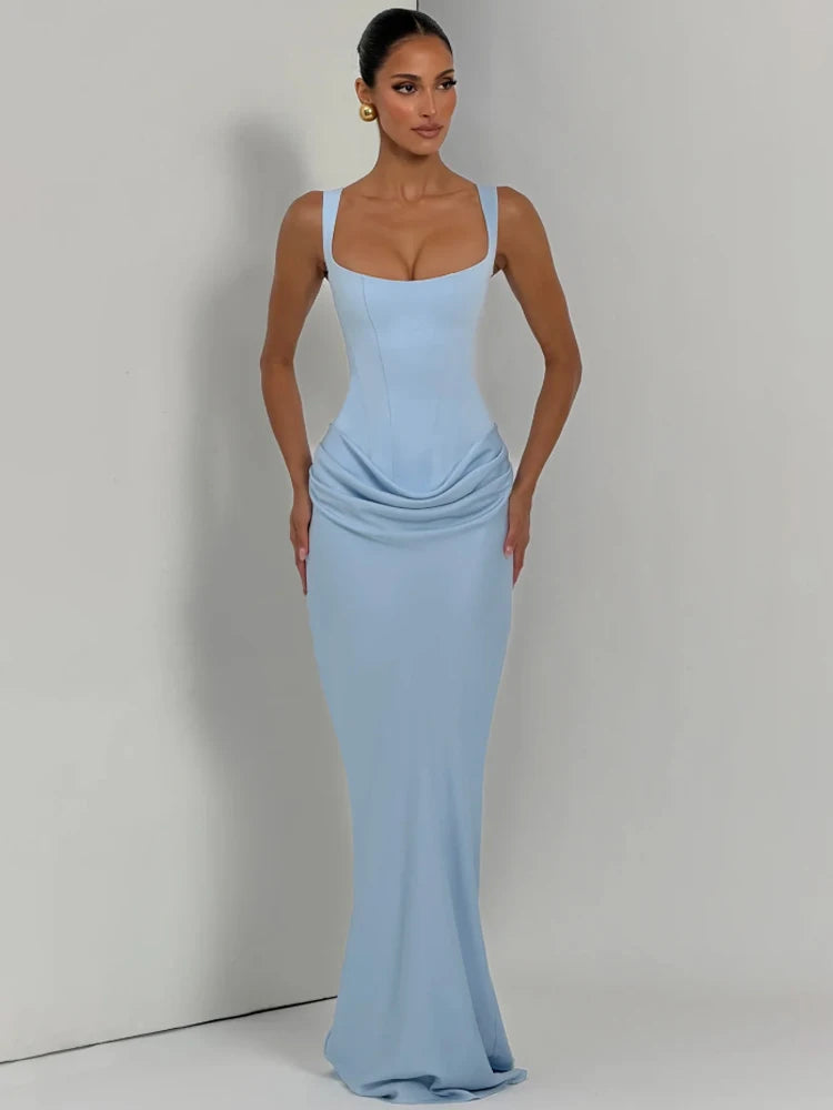 Mabel Elegant Pleated Halter Maxi Dress – product detail view 12