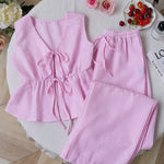 Striped V Neck Blouse and Wide Leg Trouser Set – product detail view 4