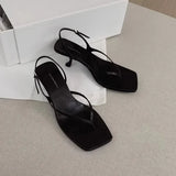 Square Toe Kitten Heel Sandals with Back Strap