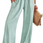Gingham Wide Leg Trousers in Cotton – product detail view 2