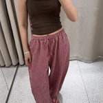 Checked Lantern Trousers with Drawstring Waist – product detail view 4