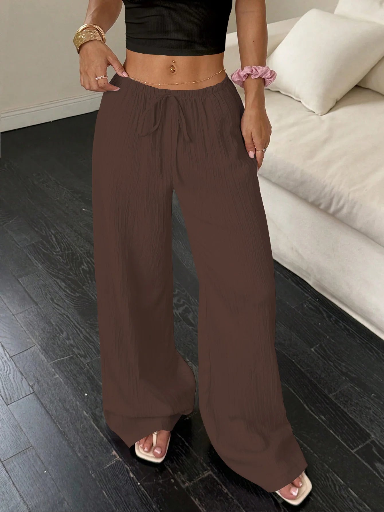 Pleated Wide Leg Trousers with High Waist – product detail view 11