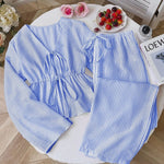 Striped V Neck Blouse and Wide Leg Trouser Set – product detail view 9