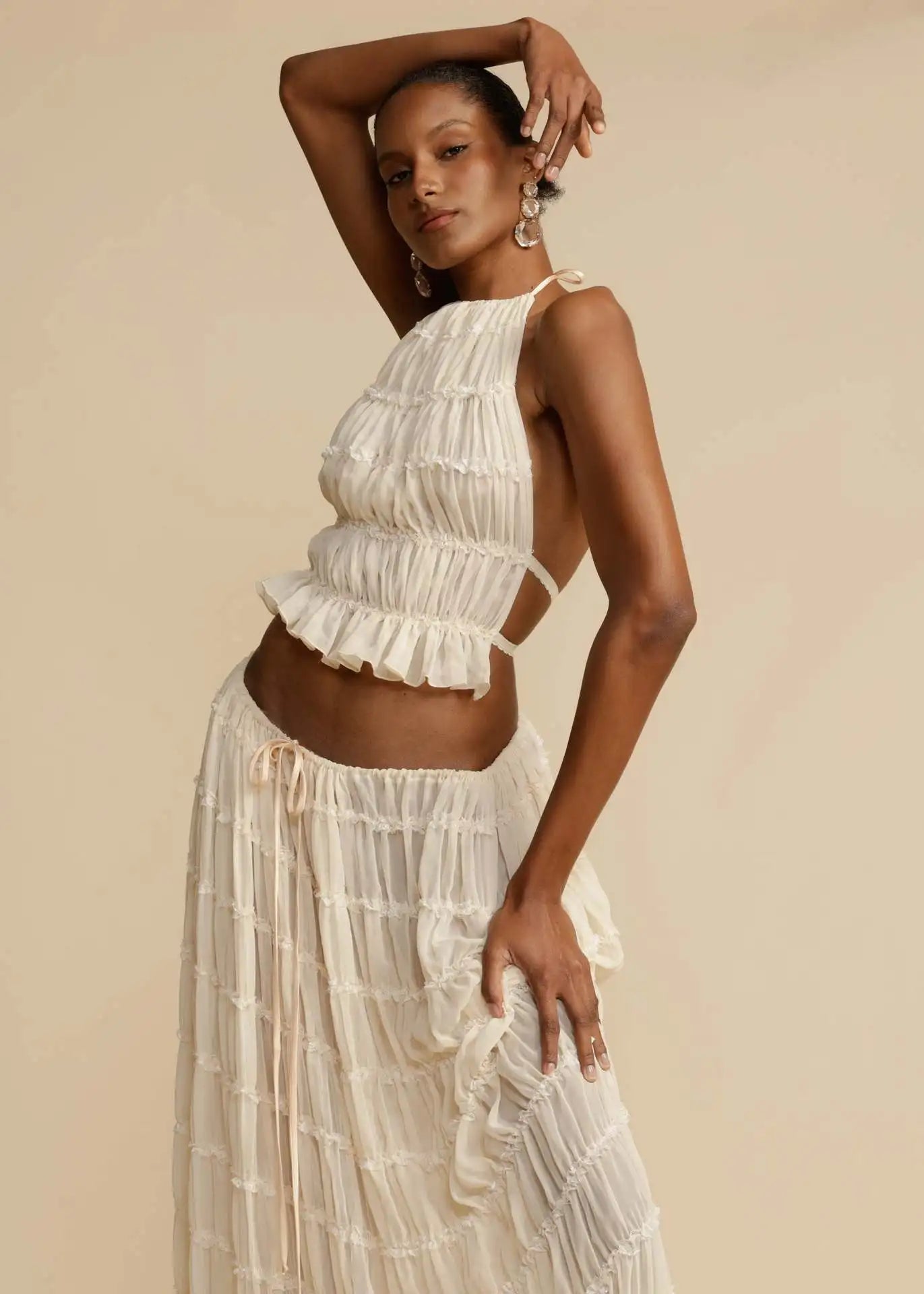 Halter Neck Top and Foldable Maxi Skirt Set – product detail view 4