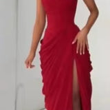 Mabel Elegant Pleated Halter Maxi Dress – product detail view 7
