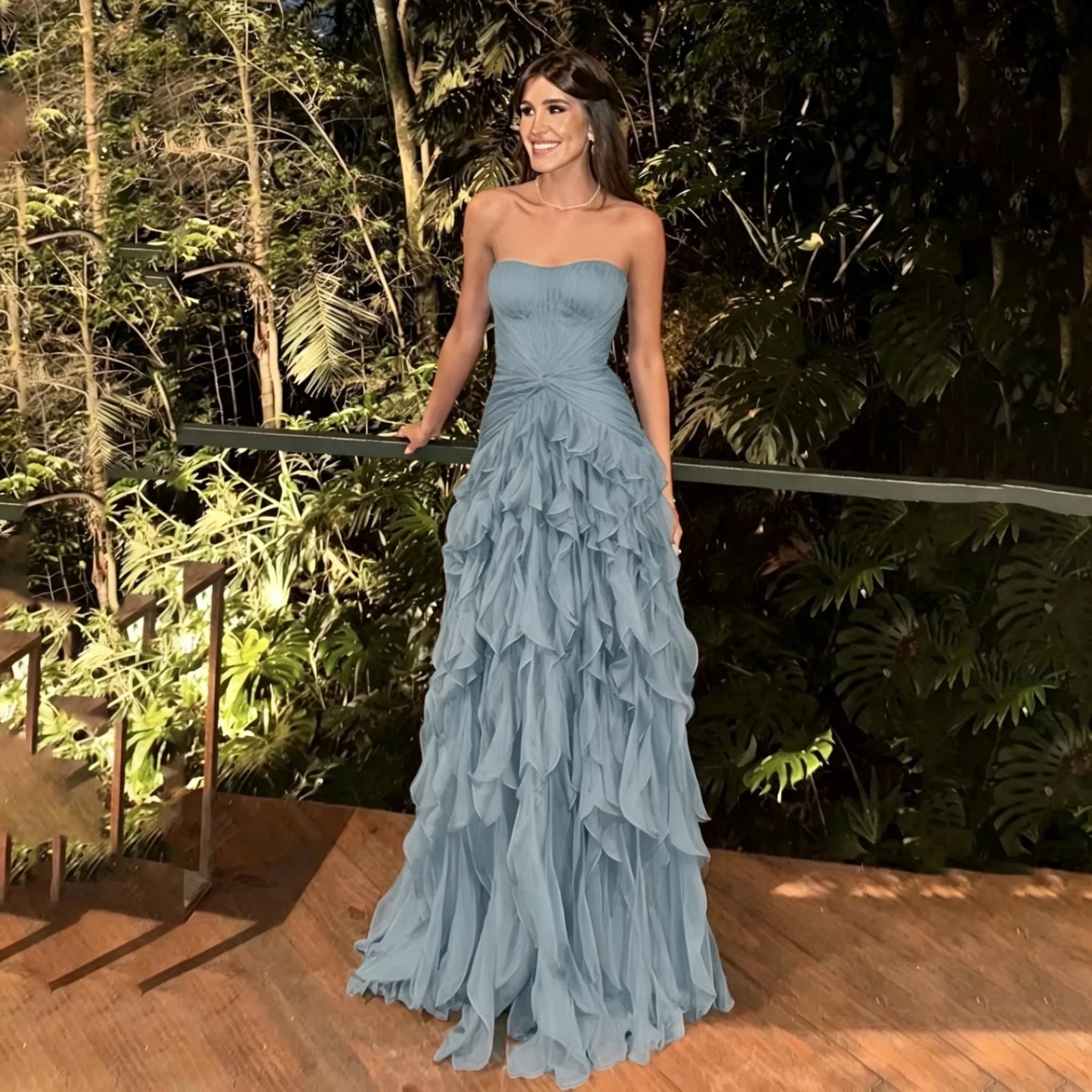 Thalia Elegant Ruffle Ruched Maxi Dress – product detail view 8