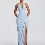 Mabel Elegant Pleated Halter Maxi Dress – product detail view 3