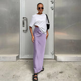 Satin Trumpet Maxi Skirt with High Waist – product detail view 11