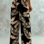 Leaf Print Wide Leg Trousers with Elastic Waist – product detail view 4