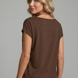 Elise Draped Cowl-Neck Short-Sleeve Blouse