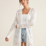 Alba Longline Open-Front Knit Cardigan – studio front view