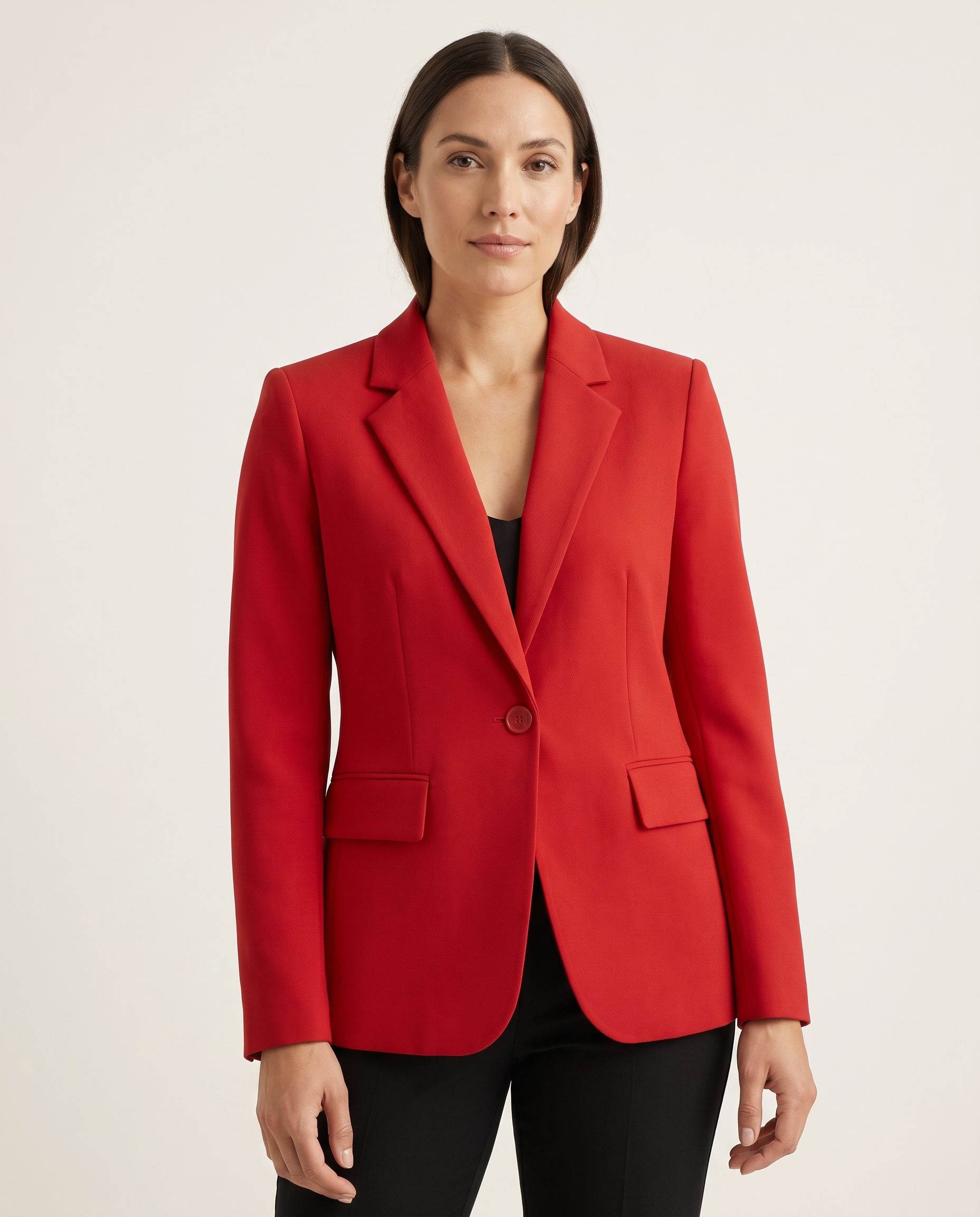 Alma Tailored Single-Button Blazer – studio front view