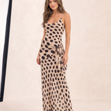 Animal Print Maxi Dress with Removable Scarf – studio angle view