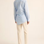 Arden Asymmetric Long-Sleeve Polo Blouse – studio back view