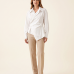 Arden Asymmetric Long-Sleeve Polo Blouse – white studio variant